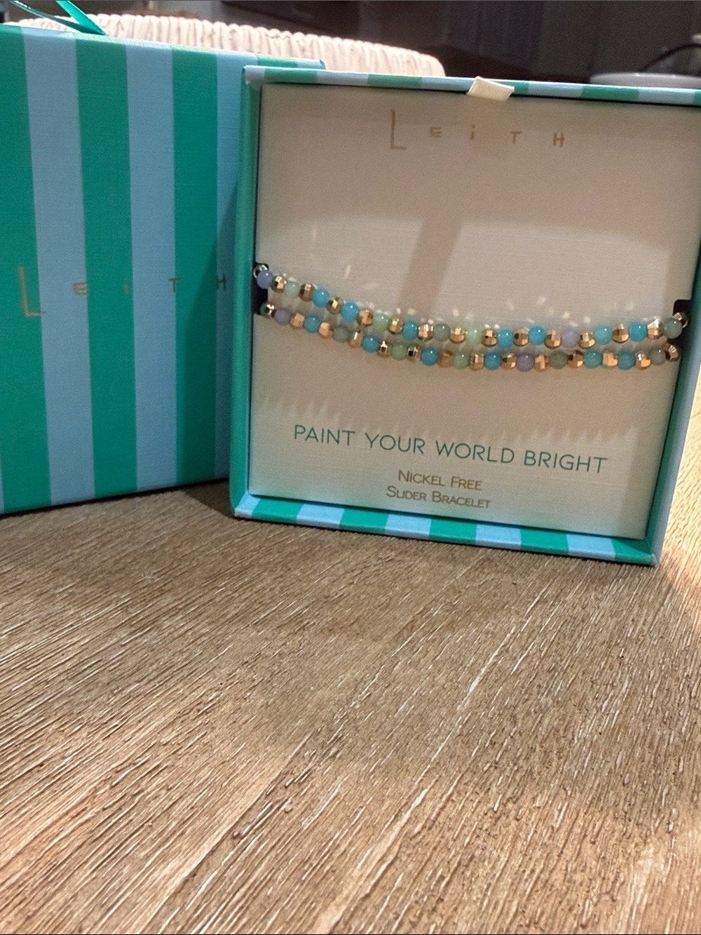 Leith Turquoise, Gold & White Beaded Bracelet